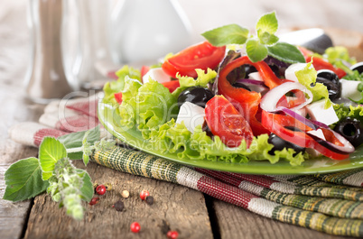 Vegetable salad on a wooden table