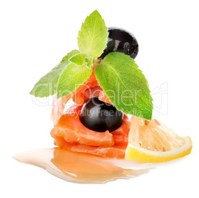 Salmon with lemons and olives