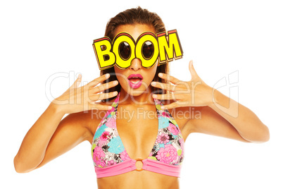 beautiful girl celebrating wearing boom sunglasses