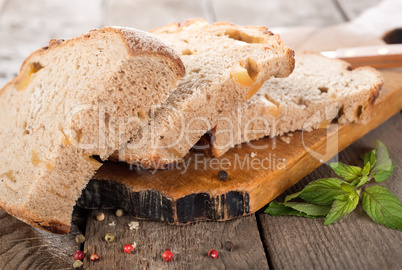 Bread on cutting board