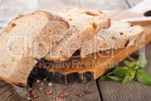 Bread on cutting board