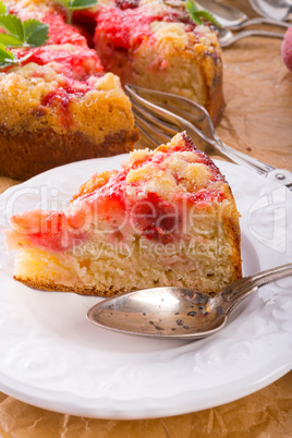 strawberry buttermilk cake with pistachios