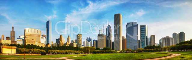 downtown chicago as seen from grant park