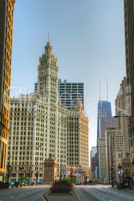 chicago downtown with the wrigley building