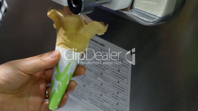 Make soft ice-cream on a cone