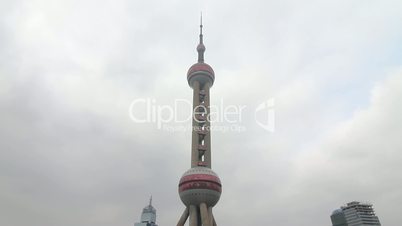 shanghai oriental pearl tv tower and busy traffic
