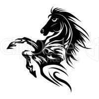 Horse tattoo symbol for design isolated on white emblem or logo template.