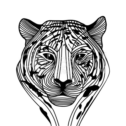 Tiger head silhouette, Vector