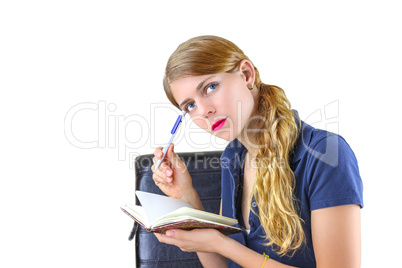 Woman preparing a list