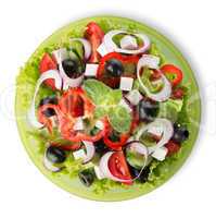 Salad on a green plate