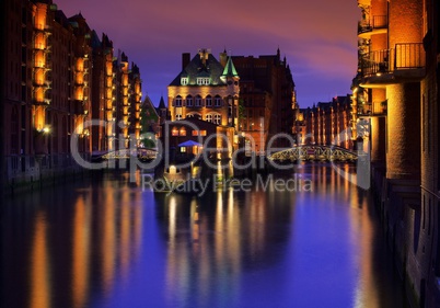 Hamburg Speicherstadt Wasserschloss Nacht 02