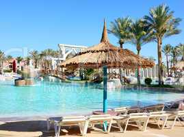 sunbeds near swimming pool at luxury hotel, sharm el sheikh, egy