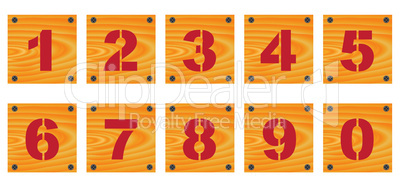 Wooden signs with numbers