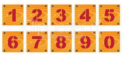 Wooden signs with numbers