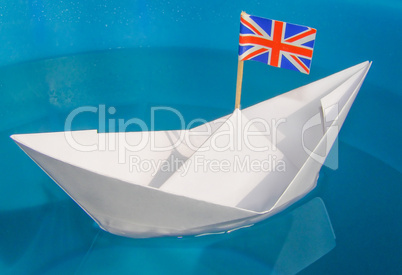 Paper ship with UK Flag