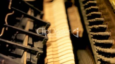 Piano inner mechanism close up