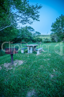 picnic table and grille