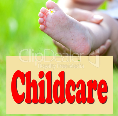 Foot of the child with Shield Childcare