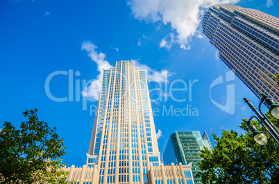 skyline and city streets of charlotte north carolina usa