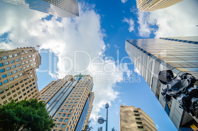 skyline and city streets of charlotte north carolina usa