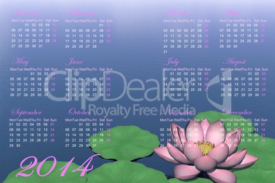 Zen calendar for 2014 - 3D render
