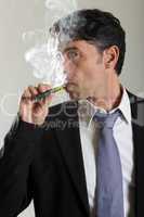 Man smoking ecigarette