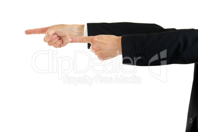 Businessman pointing with both hands