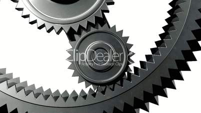 Silver Gears Close-up. Looped. HD 1080, Alpha.