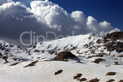 snowy mountains in sunny day