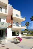 modern building of the luxury hotel, peloponnes, greece
