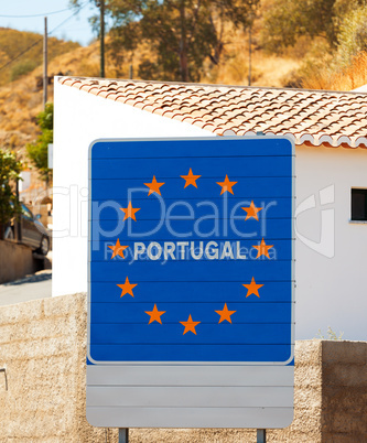 Road sign on the border, Portugal