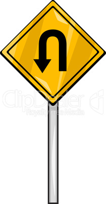 u turn sign clip art cartoon illustration