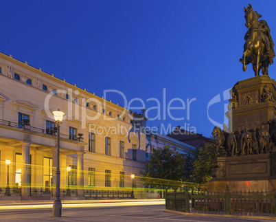 Berlin - Old Palace at Night with Frederick Monument and Light Rays