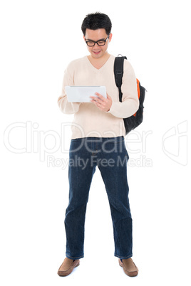 Asian adult student using tablet pc