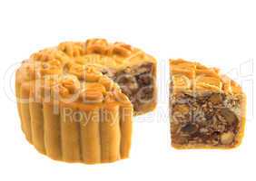 Isolated assorted fruits nuts mooncakes
