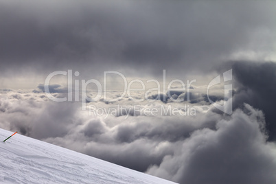ski slope for slalom and overcast sky