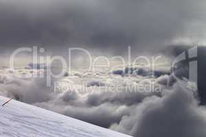 ski slope for slalom and overcast sky