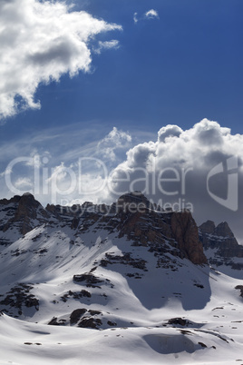 snow mountains in sunny day