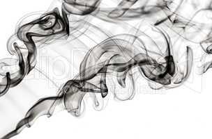 Abstract fume pattern: black smoke swirls and curves