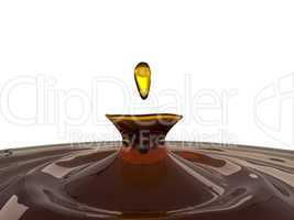 Alcoholic beverage splash with droplet isolated on white