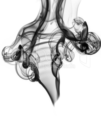 Blcak abstract smoke or fume shape on white