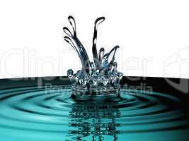 Blue colorful fluid splash and ripples isolated