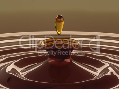 Drinks: closeup of tea drop with ripples and waves