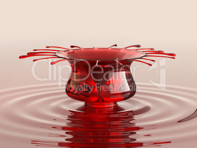 Splash of cherry juice or wine with droplets
