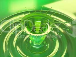 Splash of colorful green liquid with droplets