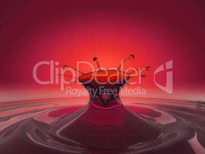 Splashes of cherry juice or wine with droplets