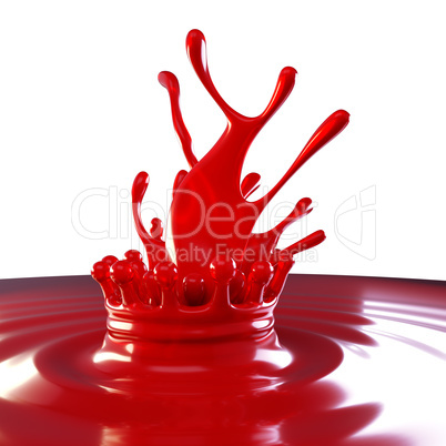 Splashes of red colorful liquid with droplets
