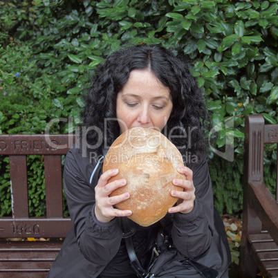 Girl eating bread