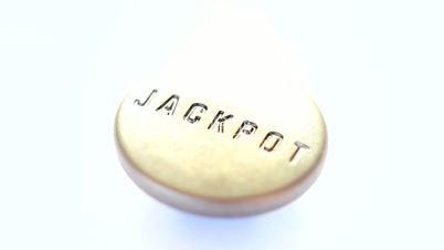 Jackpot button rotating on white background