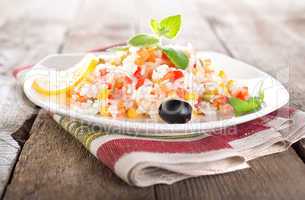 Rice with colorful vegetables